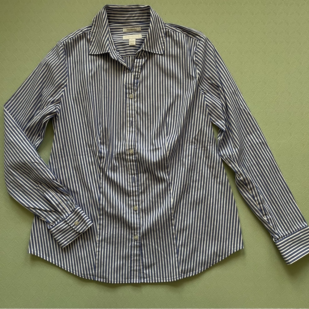 Classic Blue Striped Women's Button Down Shirt